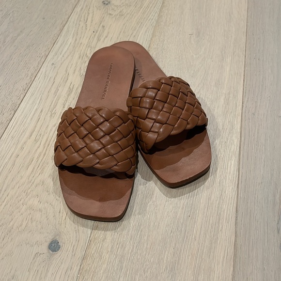 Loeffler Randall Lorainne cognac nappa leather woven slide sandals - Picture 4 of 4